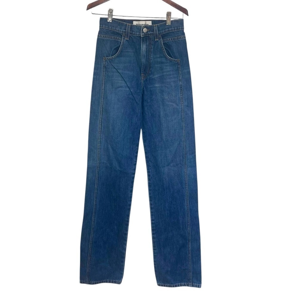 Reformation High Rise Baggy Relaxed Wide Leg Dark Denim Jeans 24/26, 0/2 - Picture 16 of 16